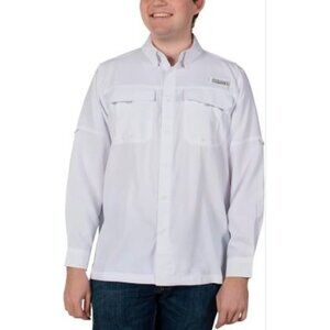 Habit Crayfish Creek Size Small UPF 40 Bright White Men's Button Up Shirt NWT Ri